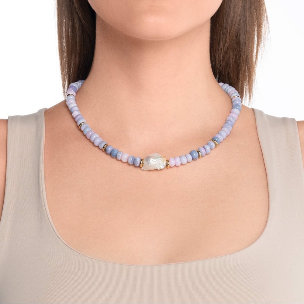 New MAYAMAR Purple Opal Beaded Baroque Pearl Necklace - Picture 2 of 8